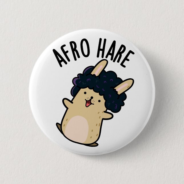 Afro Hare Funny Rabbit With Afro Pun  Button (Front)