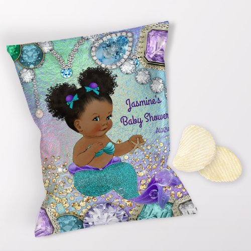 Afro Jewel Mermaid Baby Shower Chip Bag Wrappers