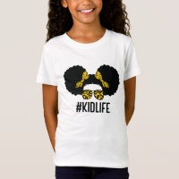 Afro Kid Life Puff Hair Messy Bun Leopard Shirt.