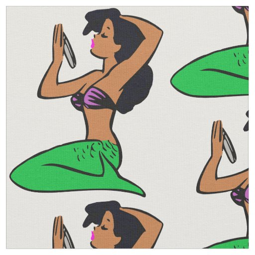 afro latina mermaid fabric