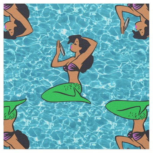 afro latina mermaid ocean sea fabric