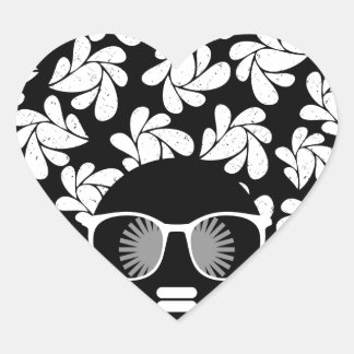 Afro Love Black & White Heart Sticker