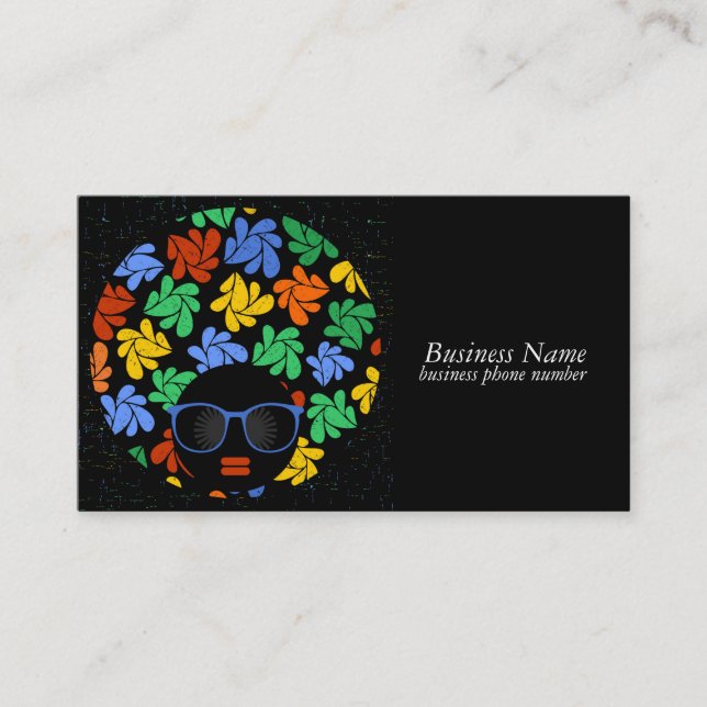 Afro Love Colorful Business Cards (Front)