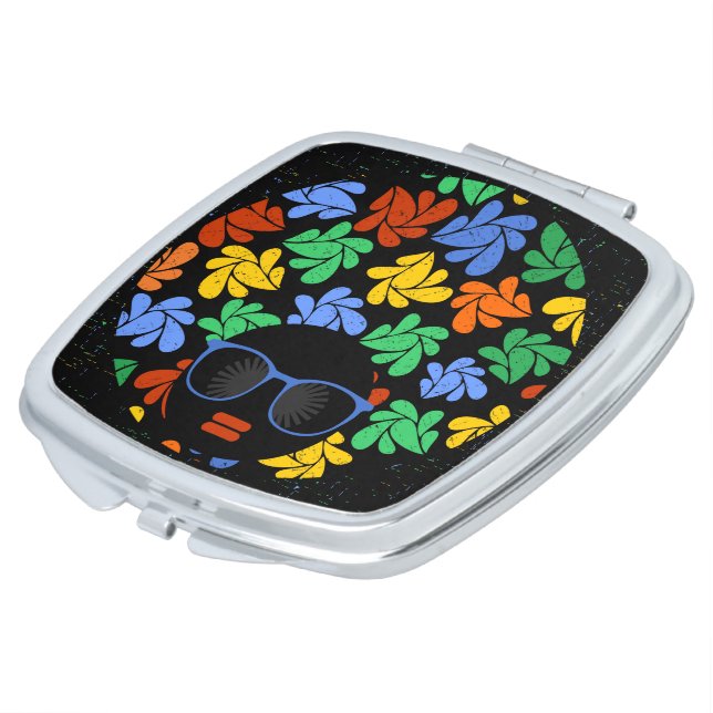 Afro Love Colorful Compact Makeup Mirror (Turned)