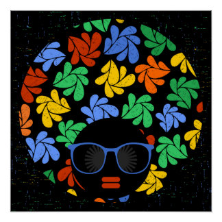 Afro Love Colorful Wall decal Poster