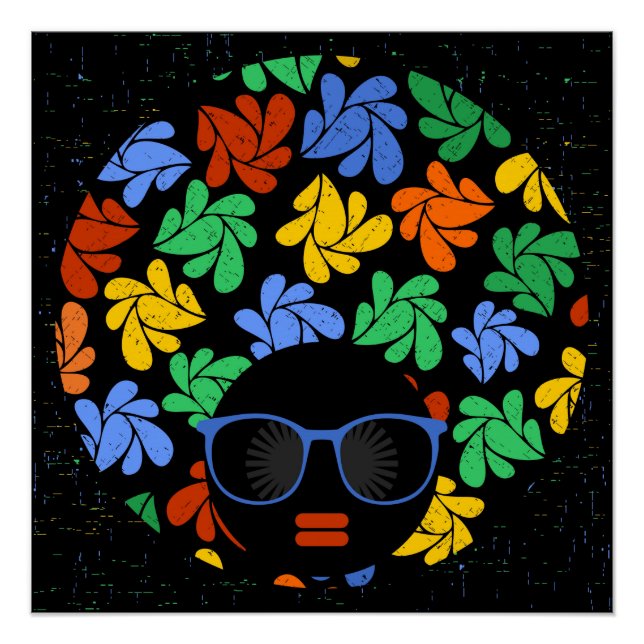 Afro Love Colorful Wall decal Poster (Front)