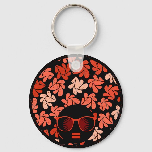 Afro Love Coral Red Pillow Keychain (Front)