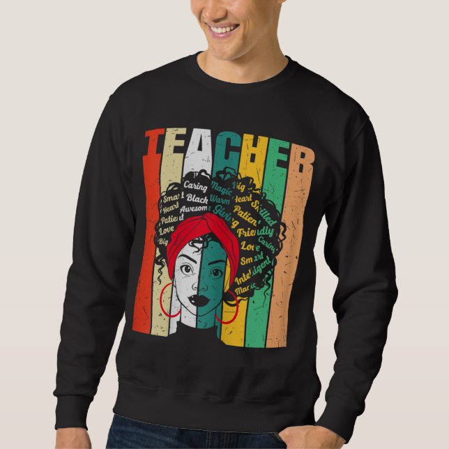 Afro Love Melanin African American Women Black Tea Sweatshirt (Front)