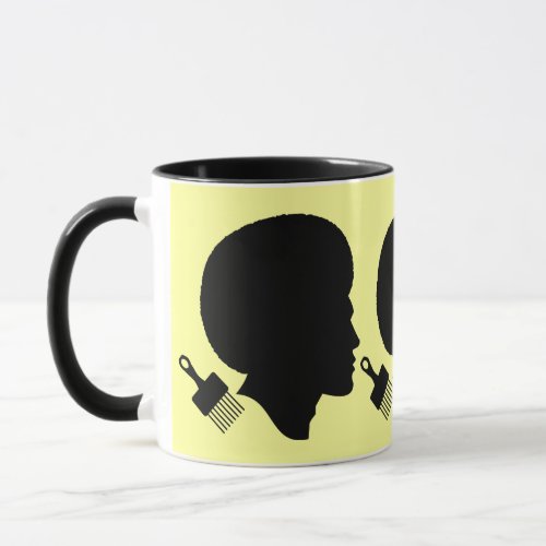 AFRO MAN SILHOUETTE AND HIS AFRO PICK MUG
