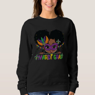 Afro Mardi Gras Black Women Carnival Afro Messy Ma Sweatshirt