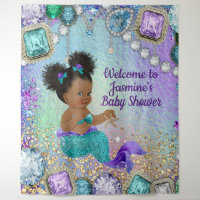 Afro Mermaid Baby Shower Backdrop