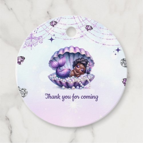 Afro Mermaid Baby Shower Gift Tags