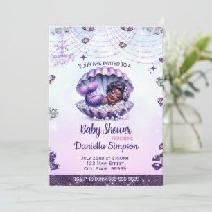 Afro Mermaid Baby Shower Invitation
