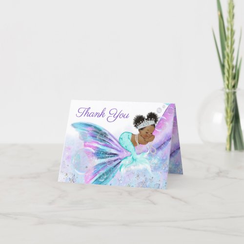 Afro Mermaid Baby Shower Thank You Card