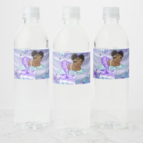 Afro Mermaid Baby Shower Water Bottle Labels