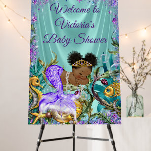 Afro Mermaid Baby Shower Welcome Sign