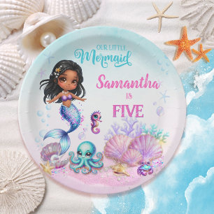 Afro mermaid Birthday Party - Under the Sea Splish Paper Plates