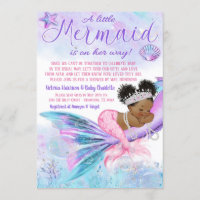 Afro Mermaid Long Distance Baby Shower by Mail Invitation