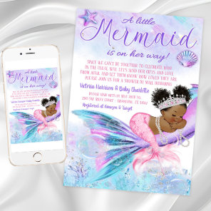 Afro Mermaid Long Distance Baby Shower by Mail Invitation