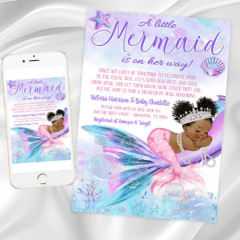 Afro Mermaid Long Distance Baby Shower By Mail Invitation by The_Baby_Boutique at Zazzle