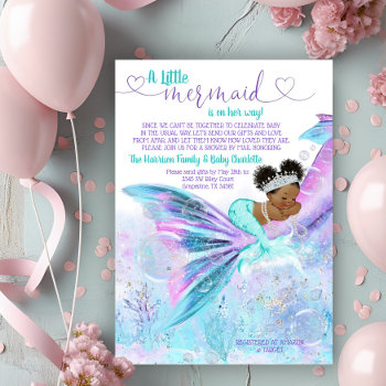 Afro Mermaid Mail Baby Shower Invitation by The_Baby_Boutique at Zazzle