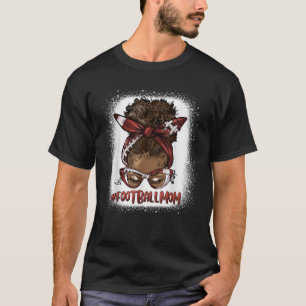 Afro Messy Bun Football Mom Black Woman Mother s D T-Shirt