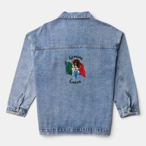 Afro Mexican Gemini Queen African Mexico Flag Blac Denim Jacket