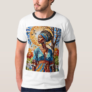 Afro Mosaic Sun Queen Fall T-Shirt
