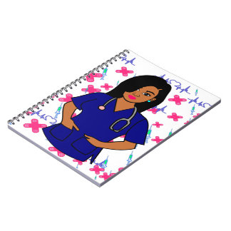 Afro Nurse Caregiver Registered Nurse Woman Notebook