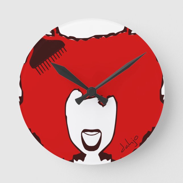 Afro Pick Round Clock (Front)