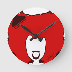 Afro Pick Round Clock