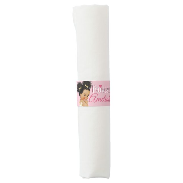 Afro Pink Ballerina Sweet African Baby Girl  Napkin Bands (Front)