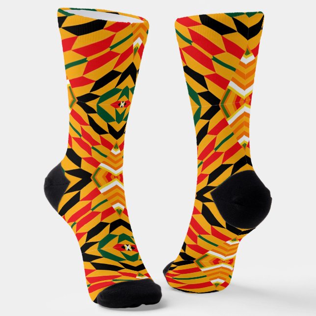 Afro Pop Cairo Kente Print Socks (Angled)