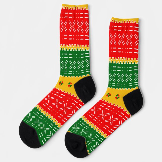 Afro Pop Colorful Mudcloth Designer Print Socks (Left)
