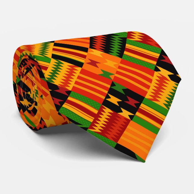 Afro Pop Cool Colorful Kente Design Neck Tie (Rolled)