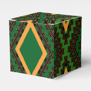 Afro Pop Green Black and Yellow Modern Mudcloth Favor Boxes