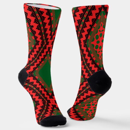 Afro Pop Kente Red Socks