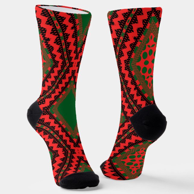 Afro Pop Kente Red Socks (Angled)