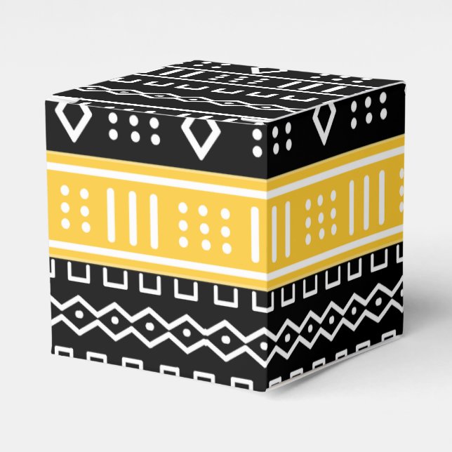 Afro Pop Modern Mud Cloth Design Favor Boxes (Front Side)
