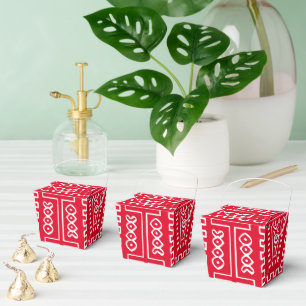 Afro Pop Red And White Modern Mud Cloth Design Favor Boxes