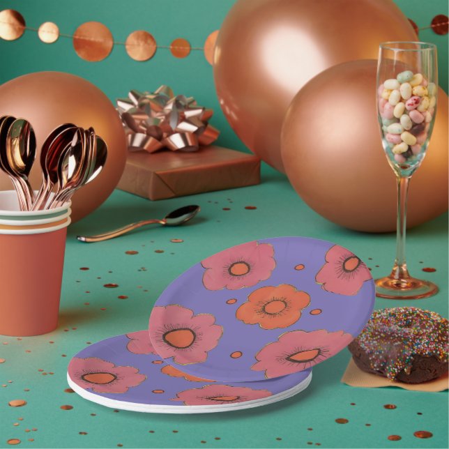 Afro Poppies Paper Plates (Multi)