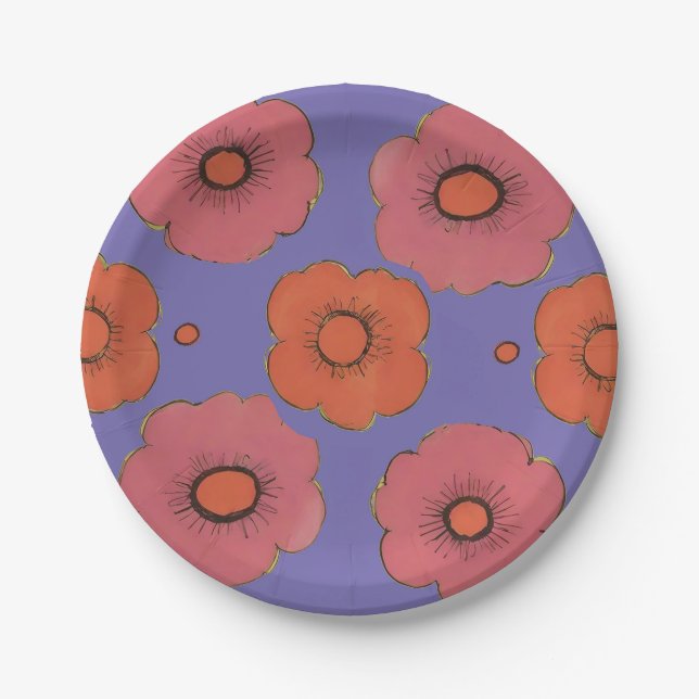 Afro Poppies Paper Plates (Front)