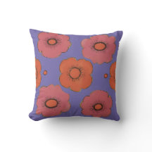 Afro Poppies Throw Pillow