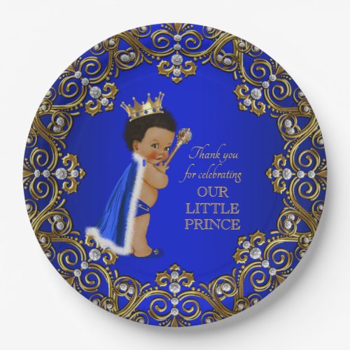 Afro Prince Baby Shower Paper Plates