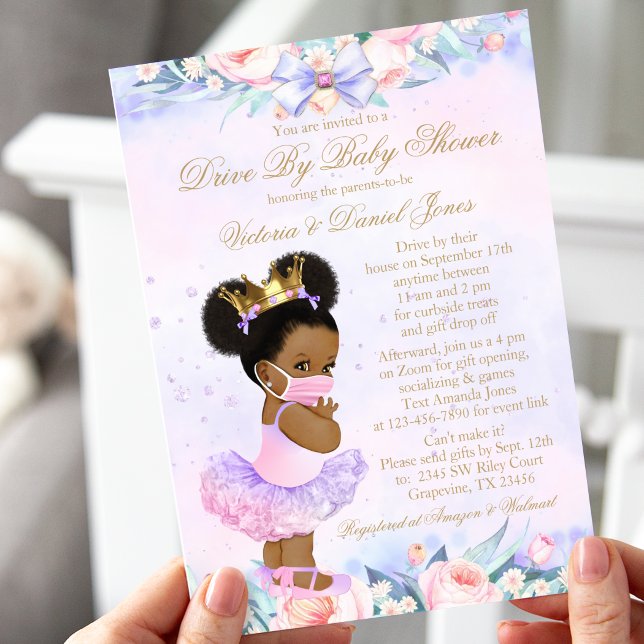 Afro Princess Drive By Baby Shower Invitation