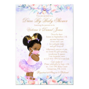 afro puff baby shower invitations