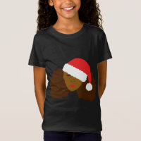 Afro Puff Black Woman Santa Hat Natural Hair Chris