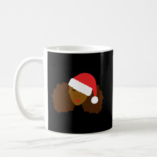 Afro Puff Girl Santa Hat Natural Hair Christmas Coffee Mug