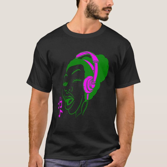 Afro puff  girl singing  for teens and women T-Shirt (Front)