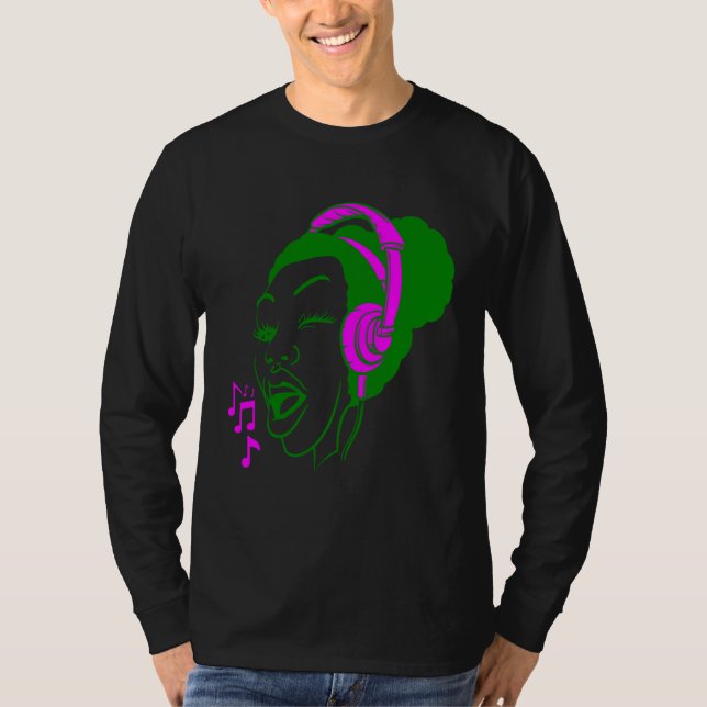 Afro puff  girl singing  for teens and women T-Shirt (Front)